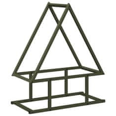 Vidaxl Stojalo za drva olivno zelena 50x25x60 cm hladno valjano jeklo