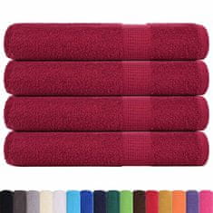 Vidaxl Brisače 4 kos bordo 100x200 cm 360 g/m² 100% bombaž