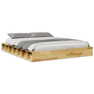 Vidaxl posteljni okvir brez vzmetnice 140x190 cm masivni les hrast