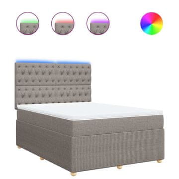 Vidaxl Box spring postelja z vzmetnico taupe 140x190 cm blago