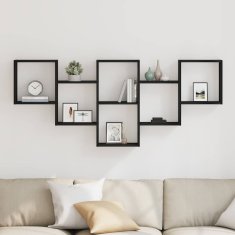 Vidaxl Stenska polica črna hrast 159x18x66 cm inženirski les