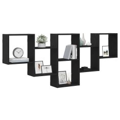 Vidaxl Stenska polica črna hrast 159x18x66 cm inženirski les