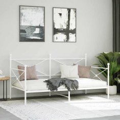 Vidaxl Dnevna postelja brez vzmetnice Bela 100x190 cm Jeklo