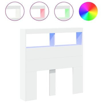 Vidaxl Omarica za vzglavje postelje LED bela 100x17x102 cm