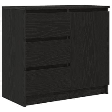 Vidaxl Komoda s predalom črna hrast 71x35x65 cm inženirski les