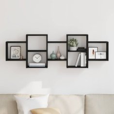 Vidaxl Stenska polica črna hrast 129x18x42 cm inženirski les