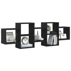 Vidaxl Stenska polica črna hrast 129x18x42 cm inženirski les