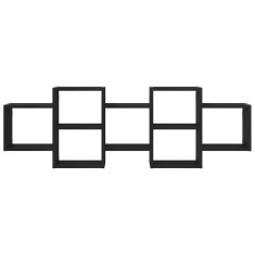 Vidaxl Stenska polica črna hrast 129x18x42 cm inženirski les