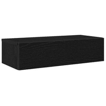 Vidaxl Stenska polica s predali črn 60x26,5x15 cm inženirski les