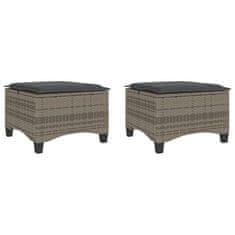 Vidaxl Vrtni stolčki z blazinami 2 kosa Grey 55x55x36 cm Poly Rattan