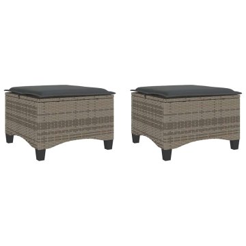 Vidaxl Vrtni stolčki z blazinami 2 kosa Grey 55x55x36 cm Poly Rattan