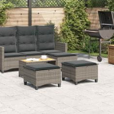 Vidaxl Vrtni stolčki z blazinami 2 kosa Grey 55x55x36 cm Poly Rattan