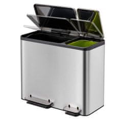 Vidaxl Koš za smeti EcoCasa 30+15 L mat srebrn