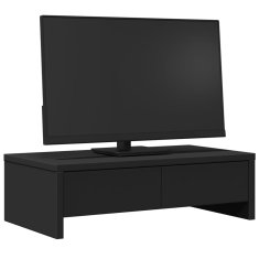 Vidaxl Stojalo za zaslon s predali črna 50x27x15 cm inženirski les