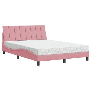 Vidaxl Postelja z vzmetnico Hanko roza 140x190 cm žamet