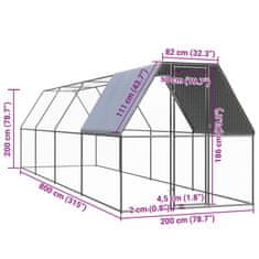 Vidaxl Kokošnjak 2x8x2 m pocinkano jeklo