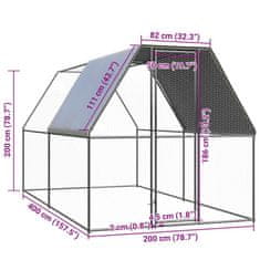 Vidaxl Kokošnjak 2x4x2 m pocinkano jeklo