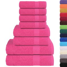 Vidaxl Komplet brisač 8-delni roza 360 gsm 100% bombaž