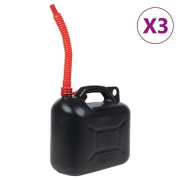Vidaxl Posoda za gorivo z upogljivim tulcem 3 kosi črna 10 L plastika
