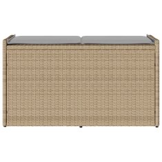 Vidaxl Zunanja klop za shranjevanje z blazino Beige 100 cm poli ratan