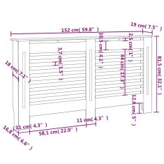 Vidaxl Pokrov za radiator črn 152x19x81,5 cm mediapan