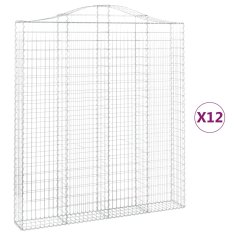 Vidaxl Obokane gabion košare 12kosov 200x30x220/240cm pocinkano železo