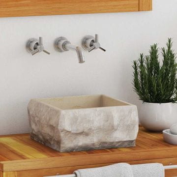 Vidaxl vidaXL Umivalnik, kremne barve, 30 x 30 x 13 cm, marmor
