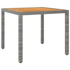 Vidaxl Vrtna miza siva 90x90x75 cm poli ratan