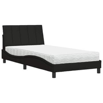 Vidaxl Postelja z vzmetnico Hanko črna 100x200 cm blago