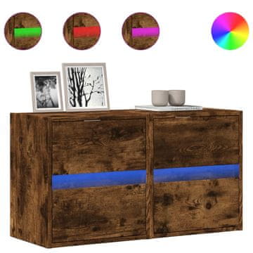Vidaxl Stenske TV omarice z LED 2 kosa dimljeni hrast 41x31x45 cm