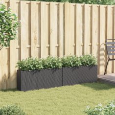 Vidaxl Vrtna korita z 2 loncema 2 kosa črna 90x20x40 cm poli ratan