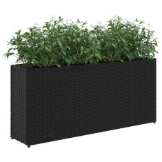 Vidaxl Vrtna korita z 2 loncema 2 kosa črna 90x20x40 cm poli ratan