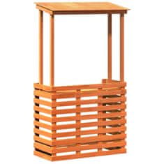 Vidaxl Zunanja barska miza s streho rjava 112,5x57x195,5 cm trden les