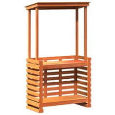 Vidaxl Zunanja barska miza s streho rjava 112,5x57x195,5 cm trden les