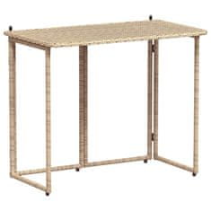 Vidaxl Zložljiva vrtna miza Beige 90x51x75 cm Poly Rattan