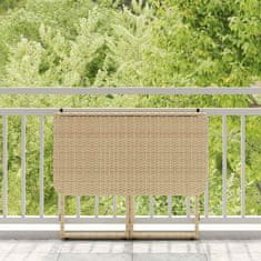 Vidaxl Zložljiva vrtna miza Beige 90x51x75 cm Poly Rattan