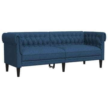 Vidaxl Kavč trosed Chesterfield modra tkanina