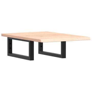 Vidaxl Stenska polica za umivalnik jeklo in trdna hrastovina