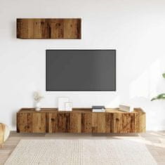 Vidaxl 3-delni set stenske TV omarice iz starega lesa 100x30x30 cm