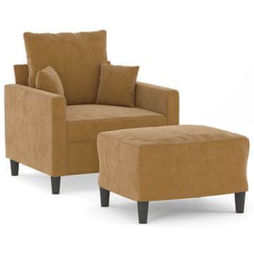 Vidaxl Fotelj s stolčkom za noge rjav 60 cm žamet