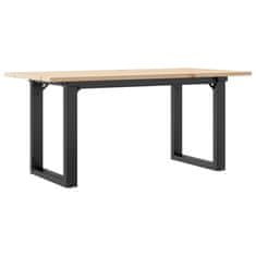 Vidaxl Klubska mizica O okvir 100x50x45 cm trdna borovina jeklo