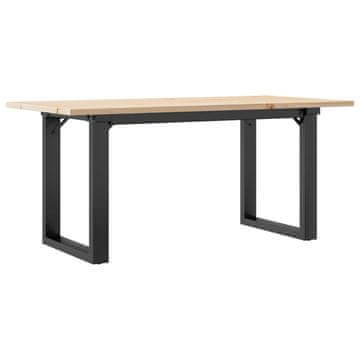 Vidaxl Klubska mizica O okvir 100x50x45 cm trdna borovina jeklo