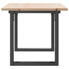 Vidaxl Klubska mizica O okvir 100x50x45 cm trdna borovina jeklo