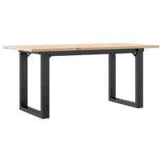 Vidaxl Klubska mizica O okvir 100x50x45 cm trdna borovina jeklo