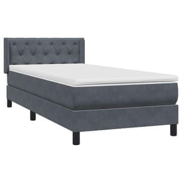 Vidaxl Box Spring postelja z vzmetnico Temno siva 80x220 cm Velvet