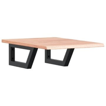 Vidaxl Stenska polica za umivalnik jeklo in trdna hrastovina