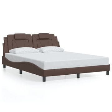 Vidaxl Posteljni okvir brez vzmetnice Viana rjav 160x200 cm umetno usnje