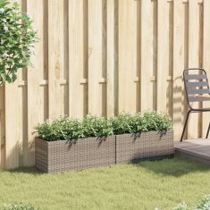 Vidaxl Vrtna korita z 2 loncema 2 kosa siva 72x30x32 cm poli ratan