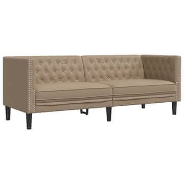 Vidaxl Kavč trosed Chesterfield kapučino umetno usnje