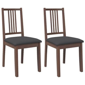 Vidaxl Jedilni stoli z blazinami 2 kosa Brown Solid Wood Rubber